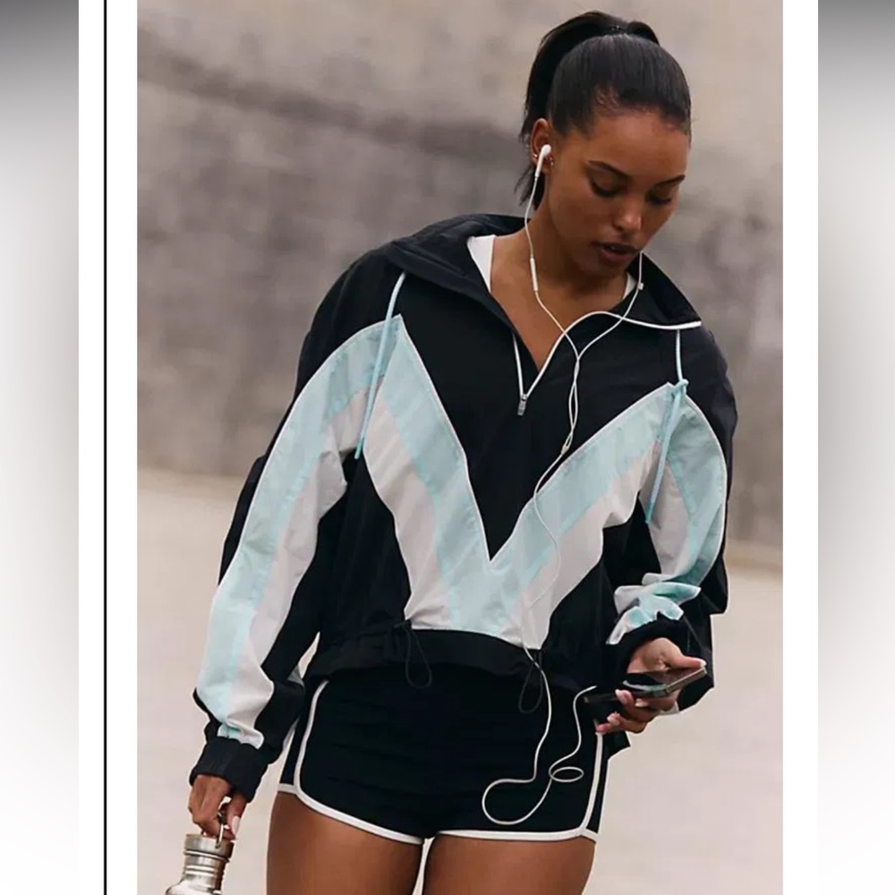 FP Movement Retro Runner Black and Light Blue Jacket